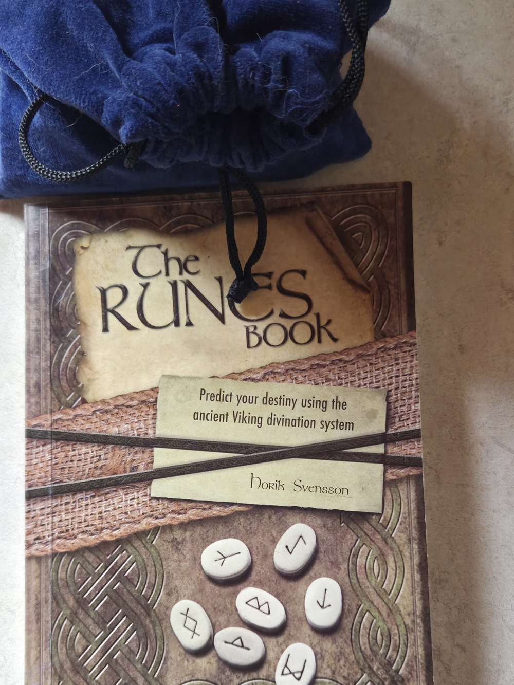 The Runes Book – White Rune Stones with Blue Pouch